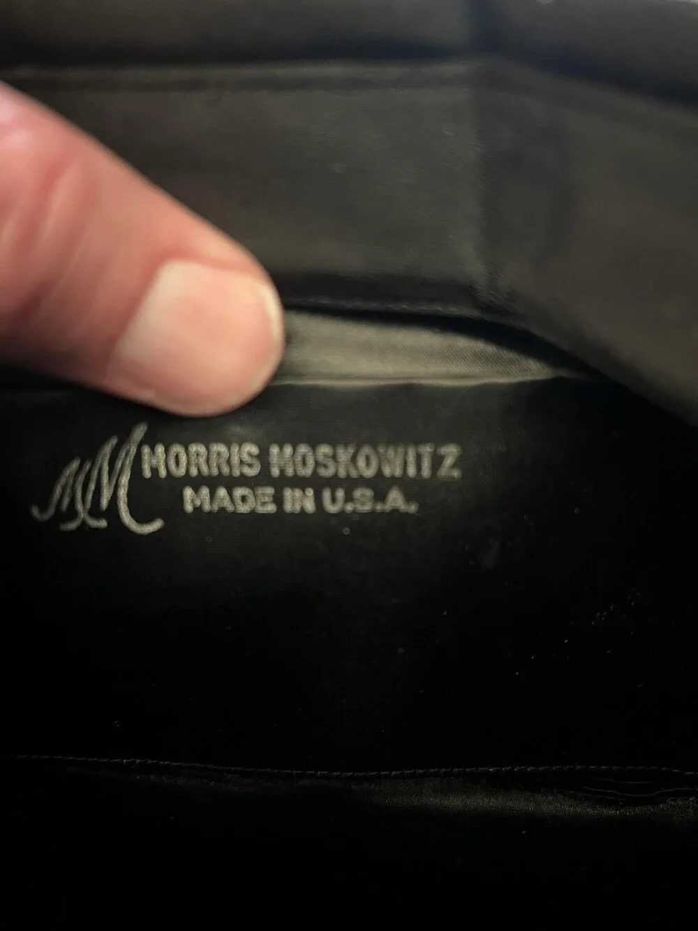 Vintage Morris Moskowitz Evening Bag Womens Black Satin Rhinestone Made USA 80s